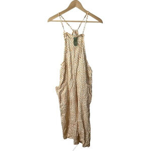 NWT La Comet Yellow Sunflower Jumpsuit Overalls Size S/M Cotton Pockets Women’s